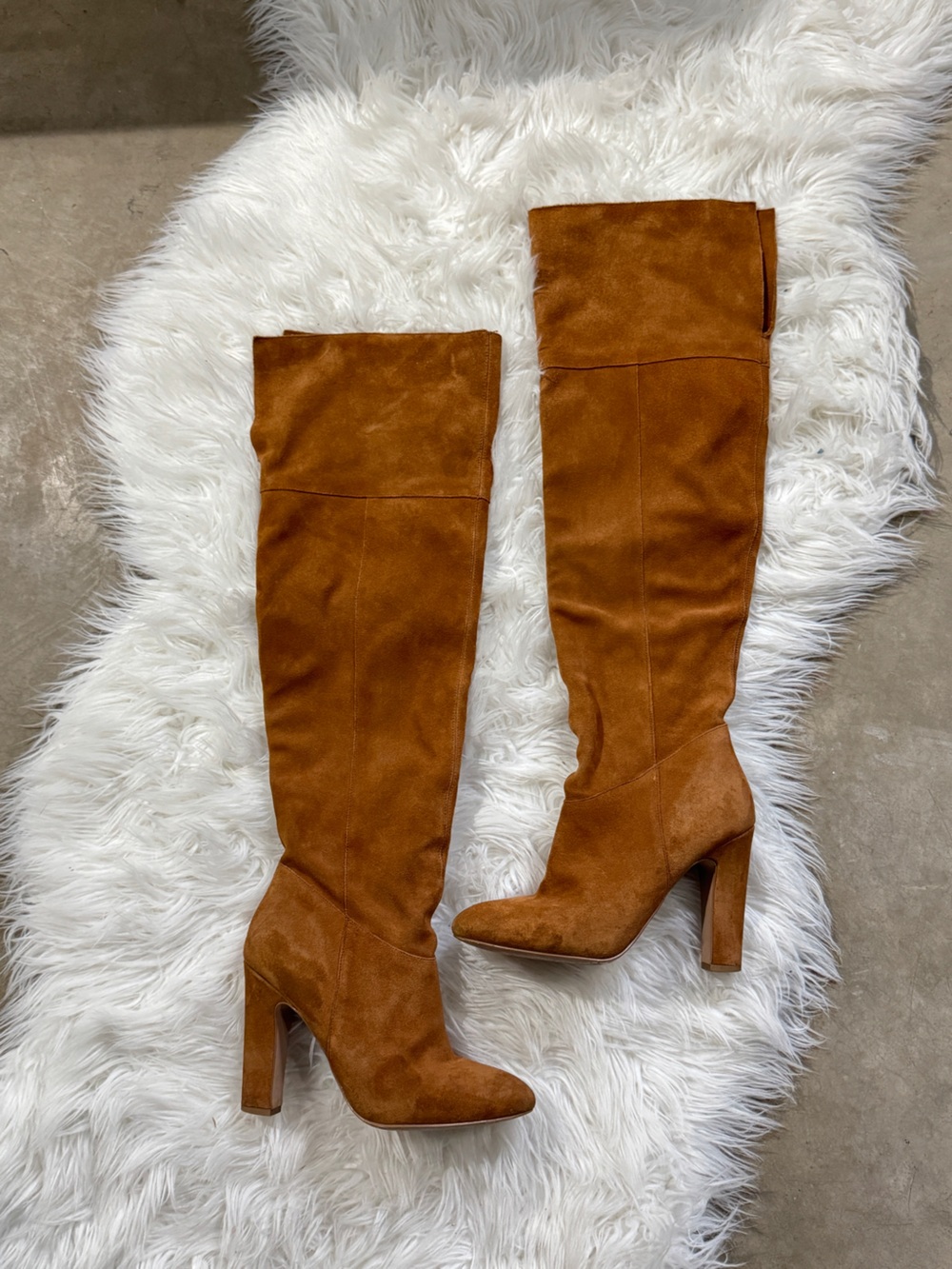 Aldo Cognac Suede Over-the-Knee Block Heel Boots